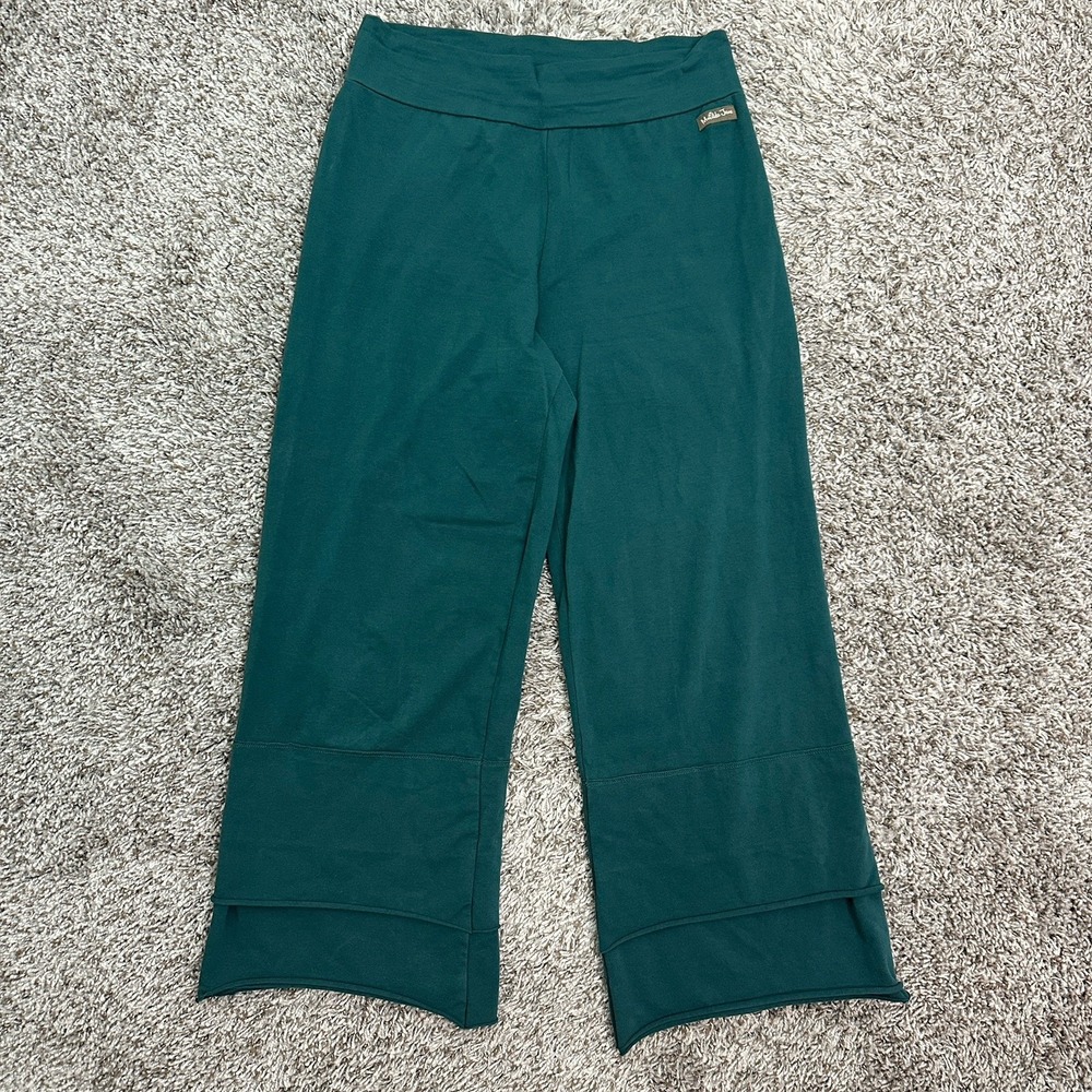 Matilda Jane Womens Finn Pants~Size L Tiered Wide Leg Flare Pull-on Teal Green